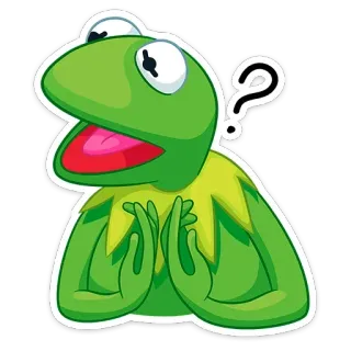 ❓ Kermit Kermit the Frog, Muppets, frog, meme, question mark, thinking whatsapp sticker