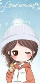 🌞 Good morning 漫画, 女の子, おはよう, 可愛い telegram sticker