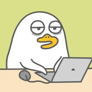 💨 Cartone animato, Anatra, Computer, Laptop, Ufficio, Lavoro whatsapp sticker