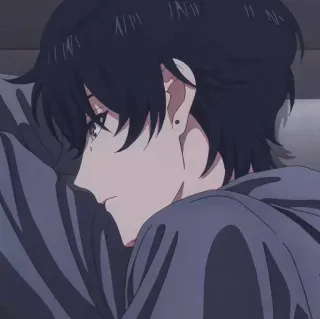 🚄 anime, boy, black hair, earring, character telegram sticker