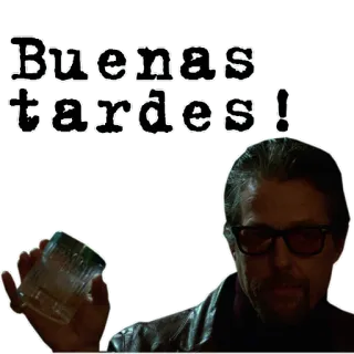 🙋‍♂️ Buenas tardes! greetings, spanish, man, glass whatsapp sticker