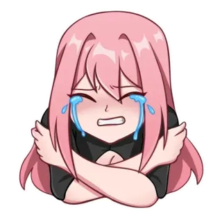 😭 плачущий, аниме, грустный, розовые волосы, эмоции telegram sticker