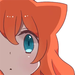 👀 Аниме, Рыжие волосы, Кошачьи уши, Девушка, Мультфильм telegram sticker
