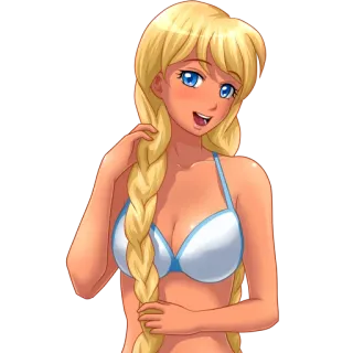 😄 Kreskówka, Blondynka, Kobieta, Strój kąpielowy, Dziewczyna, Bikini telegram sticker