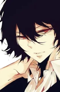 🤔 anime, manga, dark hair, red eyes, pale skin, character telegram sticker
