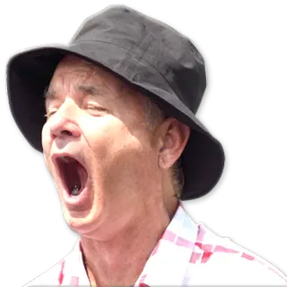 😴 Bill Murray актер, знаменитость, открытый рот, зевок, панама telegram sticker