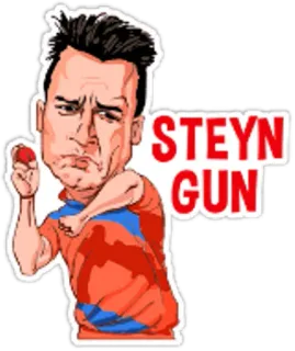 🏏 STEYN GUN steyn, waffe, kricket, sport, athlet, cartoon telegram sticker