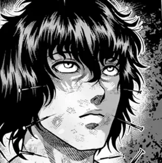 ⚫️ Anime, Manga, Visage, Violence, Douleur, Noir et blanc whatsapp sticker