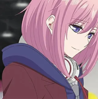 🩸 anime, pink hair, headphones, girl, cute, animation telegram sticker