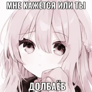 🤩 МНЕ КАЖЕТСЯ ИЛИ ТЫ
ДОЛБАЁБ anime girl, russian, offensive, swear word, insult, text sticker telegram sticker