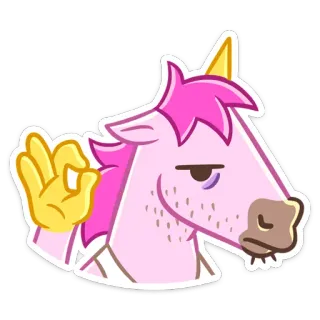👌 unicórnio, gesto ofensivo, sinal de OK, unicórnio de desenho animado, unicórnio rosa whatsapp sticker
