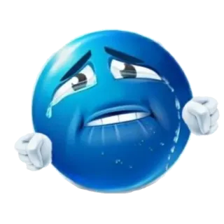 😣 emoji, triste, chorando, azul, chateado whatsapp sticker