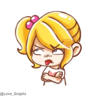 😒 Hoạt Hình, Nhân Vật, Tóc Vàng, Thái Độ, Biểu Cảm, Dễ Thương telegram sticker
