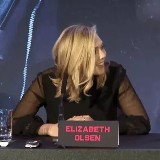 ◾️ Elizabeth Olsen ELIZABETH OLSEN actress, celebrity, Elizabeth Olsen, press conference telegram sticker