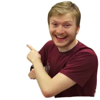 👉 homem, apontando, sorrindo, pessoa, loiro, casual telegram sticker