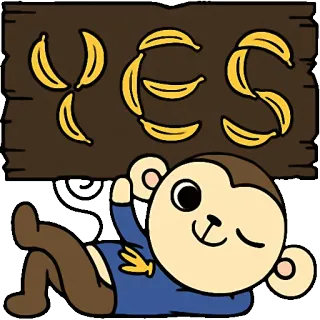 👌 YES monkey, bananas, yes, animal, agreement telegram sticker
