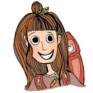 😀 Mädchen, Cartoon, Rucksack, Figur, Süß, Illustration telegram sticker