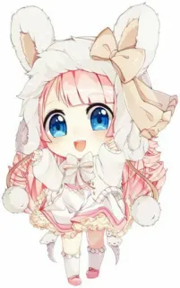 💝 ちび, アニメガール, 可愛い, ピンク髪, 青い目, かわいい, キャラクター, アニメ telegram sticker