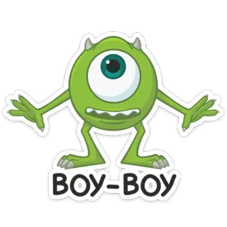 🙅‍♂️ Mike Wazowski Monsters, Inc. BOY-BOY Cartoon, Monster, Grün, Einäugig telegram sticker
