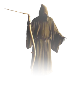 😏 Grim Reaper faucheuse, mort, silhouette à capuche, faux, effrayant, Halloween telegram sticker