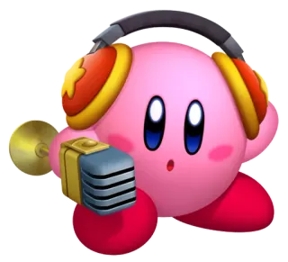🎤 Kirby kirby, mikrofon, słuchawki, muzyka, postać, gra telegram sticker