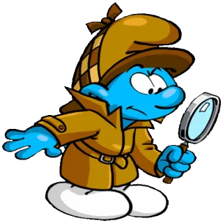 🕵 Detective Smurf puffo, detective, cartone animato, lente d'ingrandimento, investigatore telegram sticker