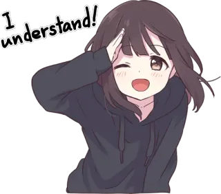 😉 I understand! anime, girl, understanding, wink, salute telegram sticker