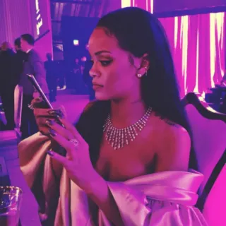 💸 Rihanna Rihanna, singer, celebrity, necklace, phone, woman telegram sticker