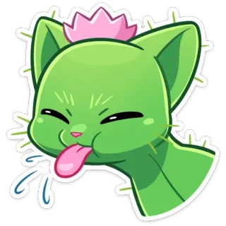 🤪 chat, cactus, chaton, mignon, autocollant, dessin animé telegram sticker