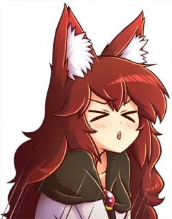 🦊 애니메이션, 여우 소녀, 케모노미미, 귀여운, 빨간 머리, 귀, 일러스트 telegram sticker