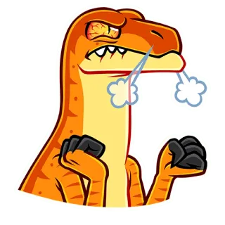 😤 dinosaurio, enojado, dibujos animados, reptil, naranja, garras telegram sticker