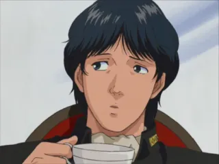 🤨 anime, man, tea, portrait, cartoon telegram sticker