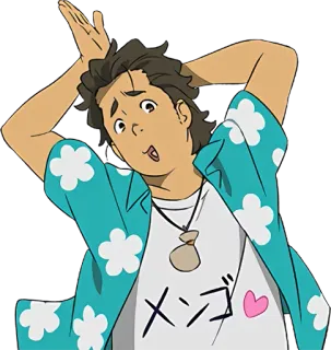 😛 メンゴ Anime, Dibujos animados, Camisa de flores, Japonés, Lindo, Expresión telegram sticker