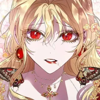 🩸 anime, donna, bionda, occhi rossi, fantasy telegram sticker