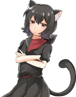 😤 Catgirl, Anime, Manga, Enojado, Lindo, Personaje, Arte digital whatsapp sticker