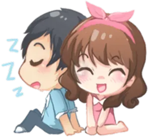 💑 Z Z Z sleeping, couple, cute, cartoon, love, relationship, sleep whatsapp sticker