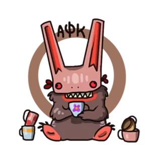 ☠️ НуК fofo, monstro, xícara, café, chá, engraçado, desenho animado, animal whatsapp sticker