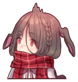 😦 anime, manga, cartoon, cute, girl, scarf telegram sticker