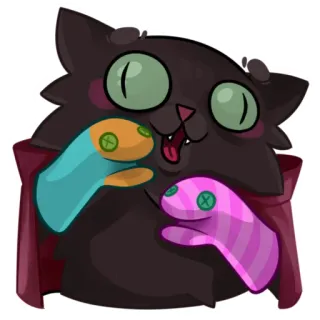 🤪 кот, кукла, милый, стикер, питомец, мультфильм, игривый telegram sticker