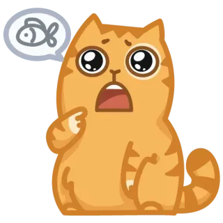 🍴 кот, рыба, грустный, голодный, мультфильм, животное, стикер telegram sticker