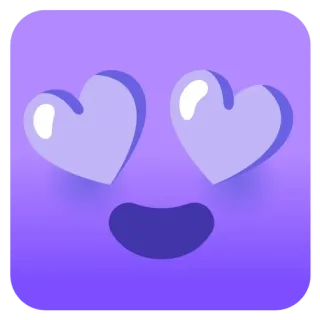 😍 อิโมจิ, รัก, ตาเป็นรูปหัวใจ, สีม่วง, หน้า whatsapp sticker