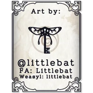 © Art by:
@littlebat
FA: Littlebat
Weasyl: littlebat art, artist, littlebat, key, illustration, design telegram sticker