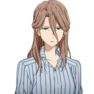 😟 anime, mujer, personaje, expresión neutra whatsapp sticker