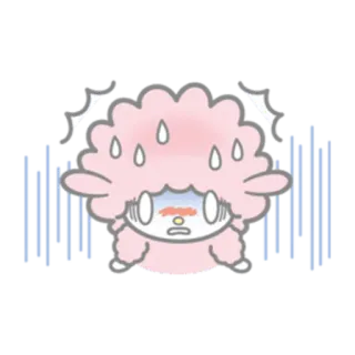 😨 милый, мультик, тревожный, потеющий, розовый, ягненок whatsapp sticker