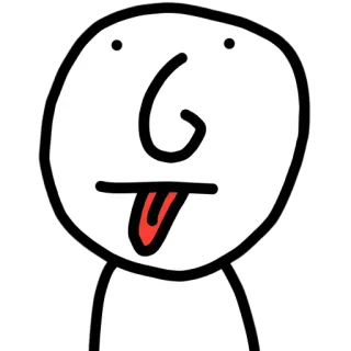😛 Dibujo animado, Divertido, Cara, Lengua, Sacar la lengua, Simple, Expresión telegram sticker