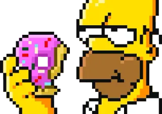 😊 Homer Simpson The Simpsons Гомер Симпсон, Пончик, Симпсоны, Мультфильм, Пиксель арт telegram sticker