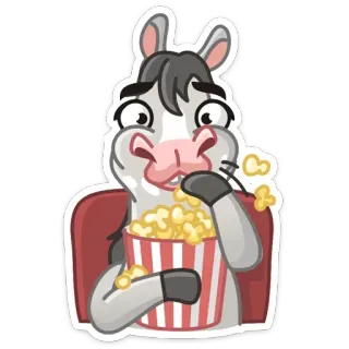 🍿 cheval, animal, film, popcorn, regarder, cinéma telegram sticker