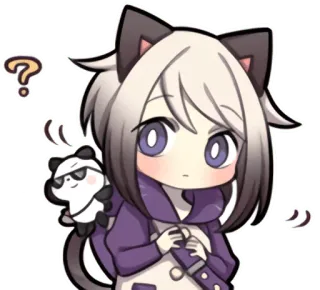 ❓ Anime, Neko, Point d'interrogation, Panda, Mignon, Kawaii, Sticker whatsapp sticker
