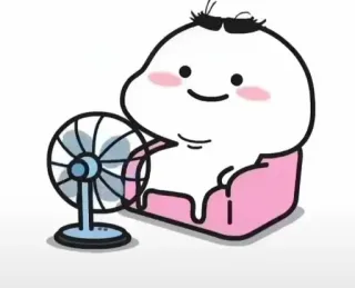 ✨ fofo, desenho animado, kawaii, fã, verão, refrescante, relaxamento telegram sticker