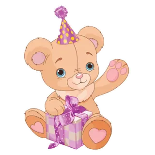 💍 osito de peluche, regalo, gorro de fiesta, lindo, dibujos animados, obsequio, celebración whatsapp sticker